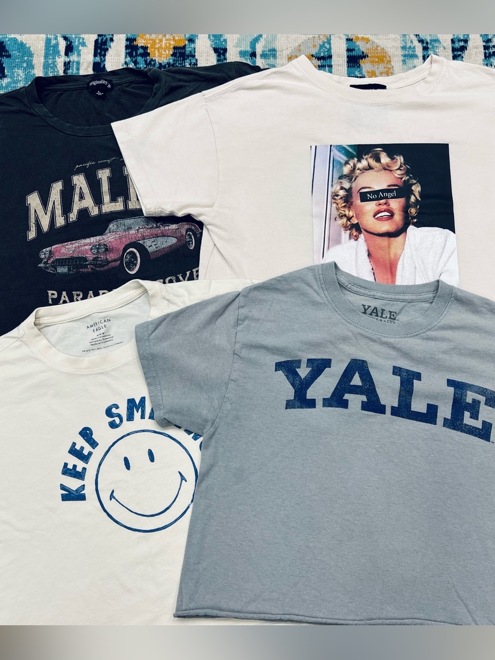 Bundle of 4 Cropped Graphic Tees- Various sizes approx same measurements